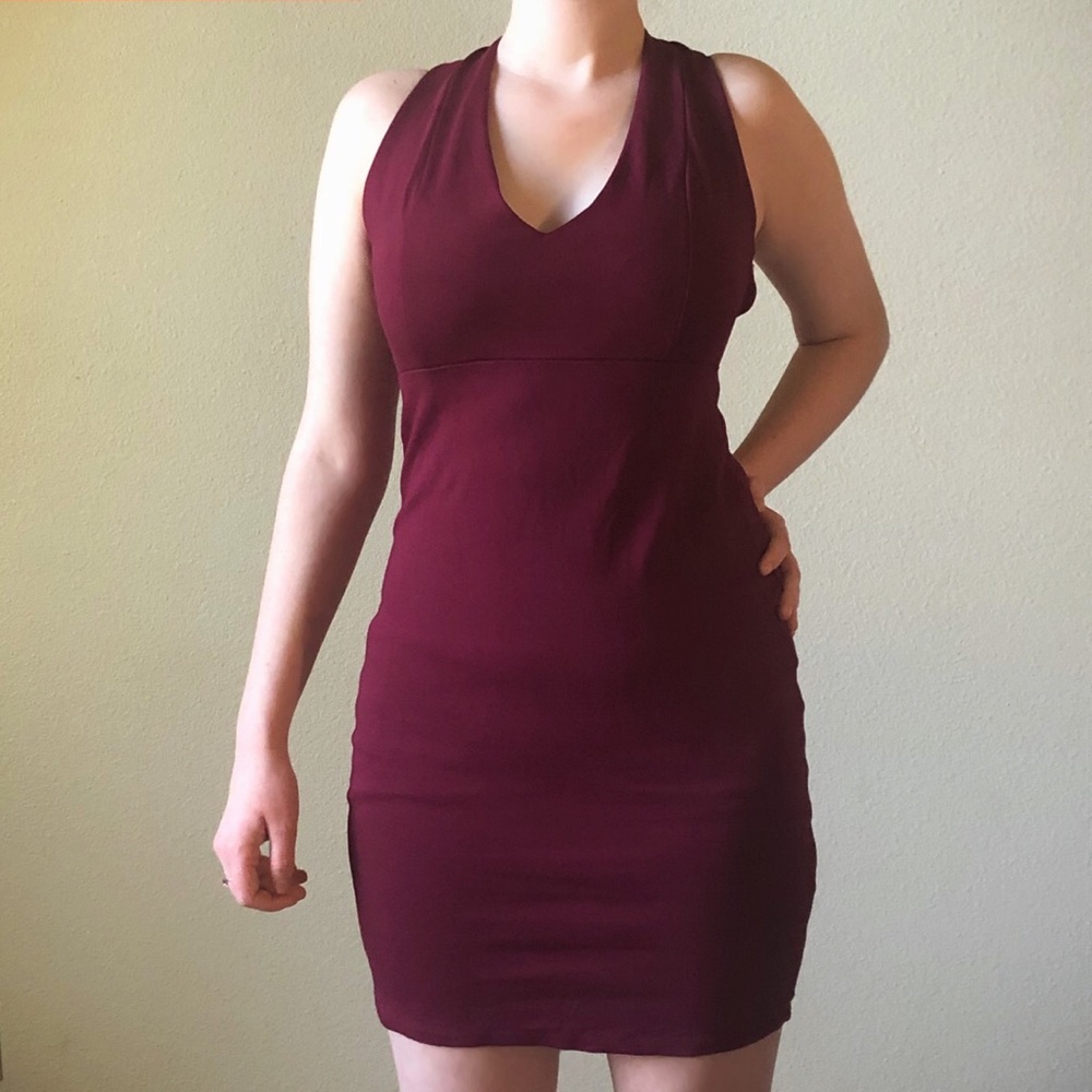Lulus Forever Fierce Bodycon dress in burgundy - Picture 2 of 8